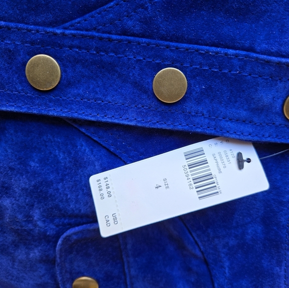 Anthropologie Blue Suede mini skirt 100% leather Sz 4 NWT - Picture 8 of 8